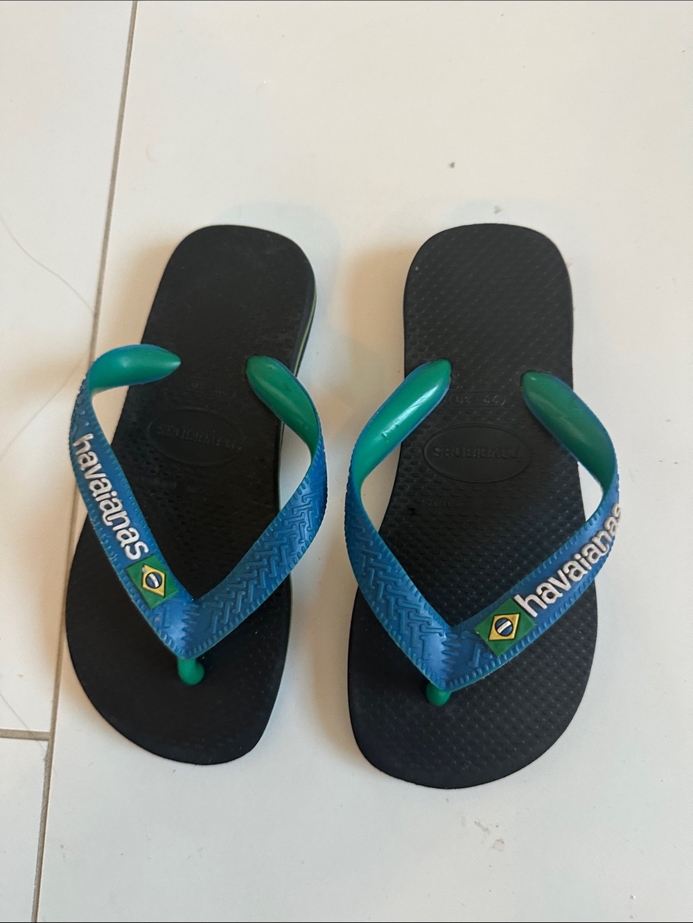 Havaianas Navy Sandals with Teal Straps 13C